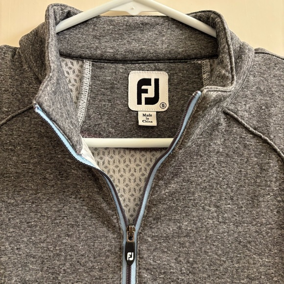 FootJoy Quarter Zip Pullover Sweater Men Small Gray Blue Golf Tech Performance - Picture 3 of 4